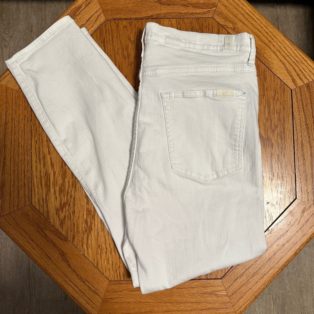 *7 FOR ALL MANKIND* White The High Waist Ankle Skinny Jeans Size 32